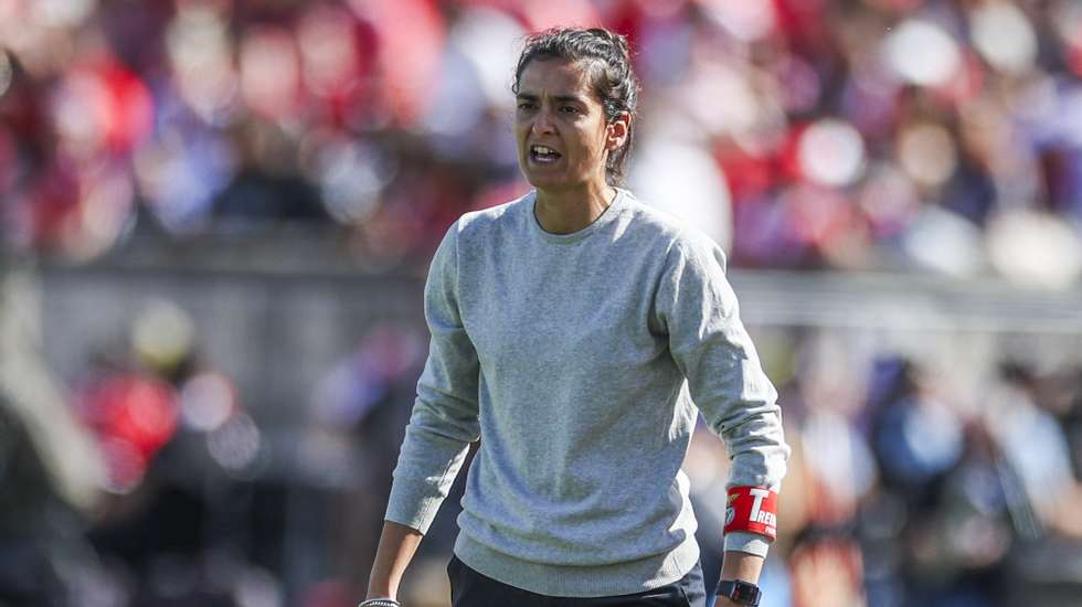 Filipa Patão, treinadora do Benfica durante o jogo da final da Taça de Portugal de futebol feminino disputado com o Racing Power no Estádio Nacional do Jamor, Oeiras, 19 de maio de 2024. MIGUEL A. LOPES/LUSA