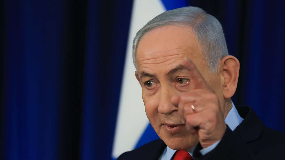 epa12834131 Israeli Prime Minister Benjamin Netanyahu speaks during a press conference in Jerusalem, 19 March 2026, amid the US-Israel conflict with Iran.  EPA/RONEN ZVULUN / POOL