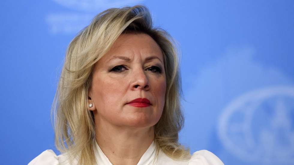 epa12663222 Spokeswoman of the Russian Foreign Ministry Maria Zakharova attends Russian Foreign Minister Sergei Lavrov's news conference in Moscow, Russia, 20 January 2026. Lavrov gave a press conference on the results of Russian diplomacy in 2025.  EPA/MAXIM SHIPENKOV