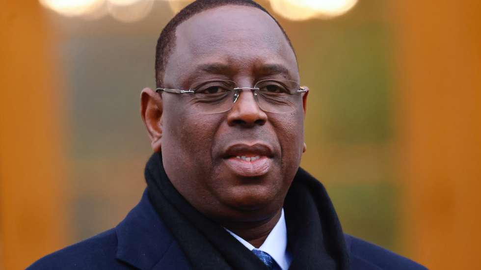 epa11123411 (FILE) Senegalese President Macky Sall arrives for the Compact with Africa (CwA) conference at the Bellevue Palace in Berlin, Germany, 20 November 2023 (reissued 24 February 2024). Senegal's President Macky Sall in a speech in Dakar on 03 February 2024 announced the postponement of presidential elections scheduled for 25 February.  EPA/HANNIBAL HANSCHKE