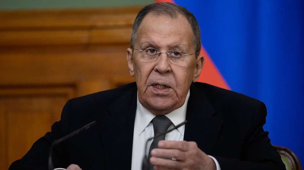 epa12708700 Russian Foreign Minister Sergei Lavrov speaks during a news conference following his meeting with the Organization for Security and Co-operation in Europe (OSCE) Chairman-in-Office Ignazio Cassis and OSCE Secretary General Feridun H. Sinirlioglu (both not pictured) at Zinaida Morozova's Mansion in Moscow, Russia, 06 February 2026.  EPA/ALEXANDER ZEMLIANICHENKO / POOL