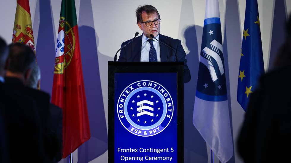 Luis Neves, Portuguese Minister for Home Affairs, delivers a speech at the presentation of the Frontex contingent in Portugal, Lisbon, Portugal, 24 June 2026. RODRIGO ANTUNES/LUSA