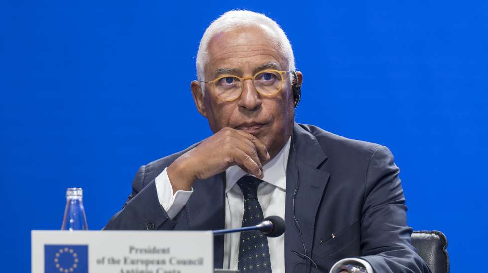 epa13189003 President of the European Council Antonio Costa attends a joint press conference during the Coalition of the Willing summit in Kyiv, Ukraine, 24 August 2026.  EPA/MAXYM MARUSENKO