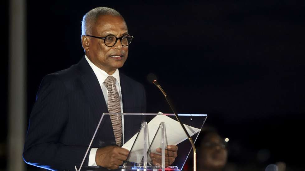 O Presidente da República de Cabo Verde José Maria Neves, usa da palavra na cerimónia de celebração dos 50 anos de independência de Cabo Verde, Palácio Presidencial, na Cidade da Praia, em Cabo Verde, 05 de julho de 2025. ELTON MONTEIRO/LUSA