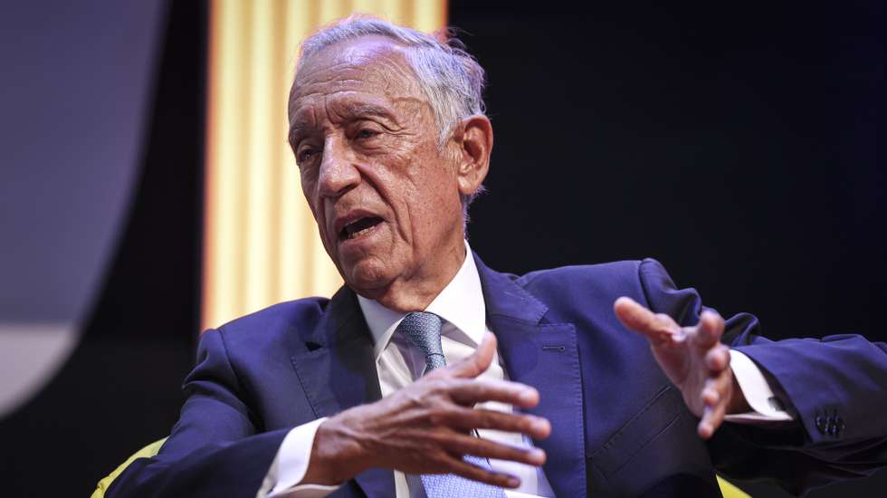 Portugal's President Marcelo Rebelo de Sousa, speaks during the closing ceremony of Forum Euro Africa 2023 with Ghana’s President Nana Akufo-Addo (not pictured), at Nova SBE University in Carcavelos, Portugal, 19 July 2023. FILIPE AMORIM/LUSA
