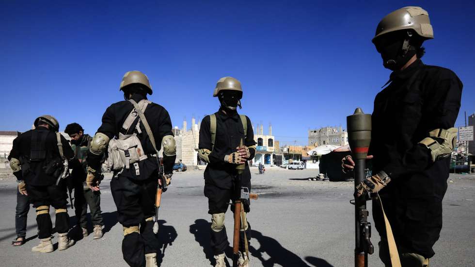 epaselect epa11069998 Houthi troopers patrol during a gathering at the end of a military training, in Sana'a, Yemen, 11 January 2024. Yemen's Houthis top leader Abdul-Malik Al-Houthi has warned in a televised address on 11 January that any US military operation against his movement will never go unanswered, two days after the Houthis launched a large-scale missile and drone attack against international shipping lanes in the Red Sea, in response to a previous US Navy attack on Houthi boats in the Red Sea that killed 10 Houthi fighters on 31 December 2023. The US Department of Defense had announced in December 2023 a multinational operation to safeguard trade and to protect ships in the Red Sea amid the recent escalation in Houthi attacks. The Houthis have vowed to attack Israeli-bound ships and prevent them from navigating in the Red Sea and the Bab al-Mandab Strait in retaliation for Israel's airstrikes on the Gaza Strip.  EPA/YAHYA ARHAB