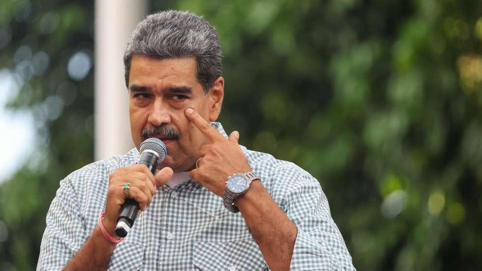 epa11570312 Venezuelan President, Nicolas Maduro, speaks to his followers in Caracas, Venezuela, 28 August 2024. Chavista supporters celebrated on 28 August in the streets of Venezuela the re-election of President Nicolas Maduro in the elections held a month ago, as Venezuelan opposition leader Maria Corina Machado also held a rally in Caracas protesting against the official results of Venezuela&#039;s presidential elections, and claiming the victory of Edmundo Gonzalez Urrutia.  EPA/MIGUEL GUTIERREZ