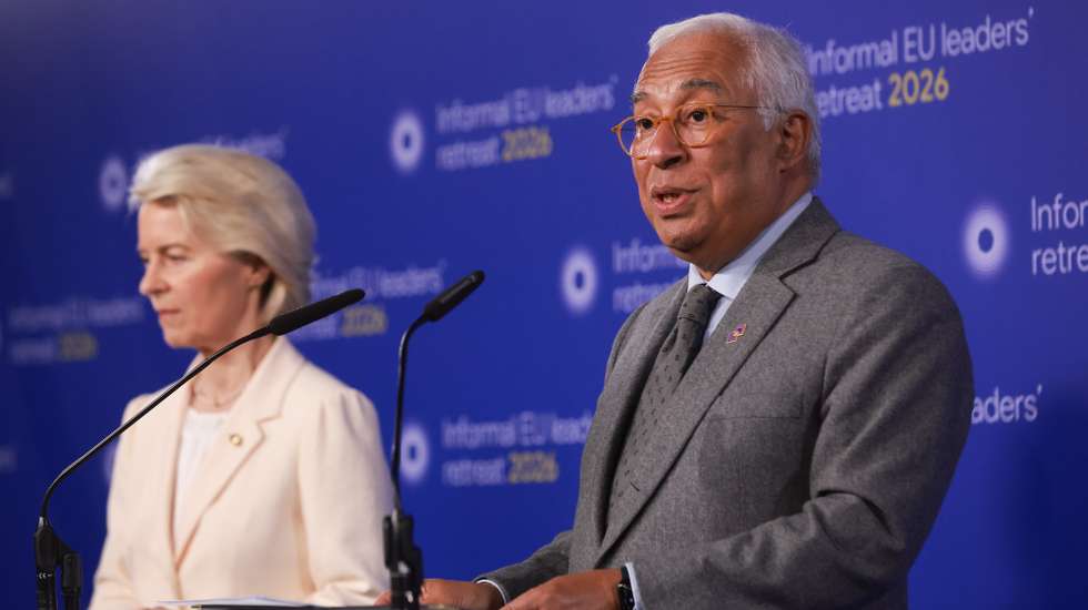 epa12732161 European Council President Antonio Costa   and European Commission President Ursula von der Leyen give a press conference at the end of   an informal retreat at Alden Biesen Castle in Bilzen, Belgium, 12 February 2026. The strategic session focuses on deepening the Single Market, boosting investment, and enhancing Europe's competitiveness in a shifting geoeconomic landscape.  EPA/OLIVIER HOSLET