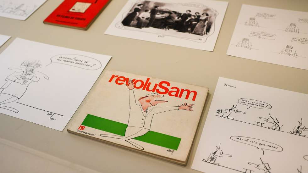 Peças da exposição "não ria. O humor é um assunto muito sério. 100 anos de SAM", que é inaugurada dia 31 de janeiro no Museu Bordalo Pinheiro, em Lisboa, 29 de janeiro de 2024. (ACOMPANHA TEXTO DE 31-01-2024) JOSÉ SENA GOULÃO/LUSA