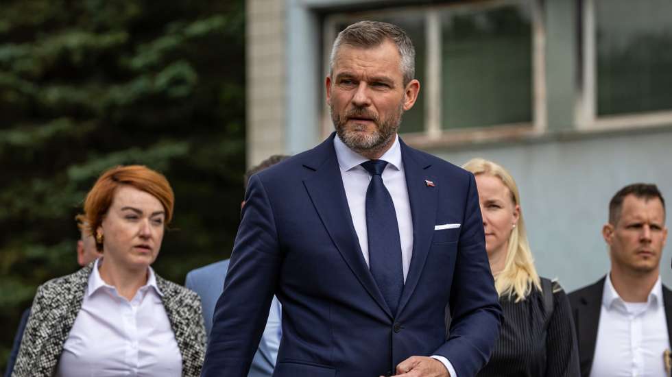 epa11345090 Slovak President-elect Peter Pellegrini arrives to give a statement for media following a visit to Prime Minister Fico, outside the F. D. Roosevelt University Hospital, where Slovak Prime Minister Robert Fico is being treated after being shot on 15 May, in Banska Bystrica, Slovakia, 16 May 2024. The Slovak government office on 15 May confirmed there had been an assassination attempt on Prime Minister Robert Fico following a meeting in the town of Handlova. According to Slovak Defence Minister Kalinak on 16 May, Fico was in stable but serious condition after surgery.  EPA/MARTIN DIVISEK