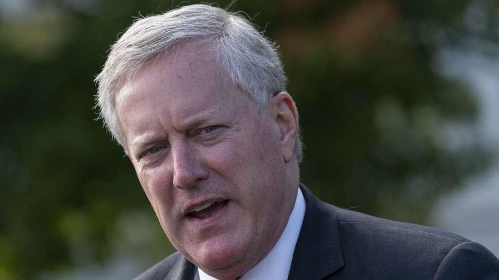 epa08803874 (FILE) - White House Chief of Staff Mark Meadows speaks to the media at the White House in Washington, DC, USA, 21 October 2020 (reissued 07 November 2020). According to media reports, White House Chief of Staff Mark Meadows has tested positive for COVID-19.  EPA/Chris Kleponis / POOL