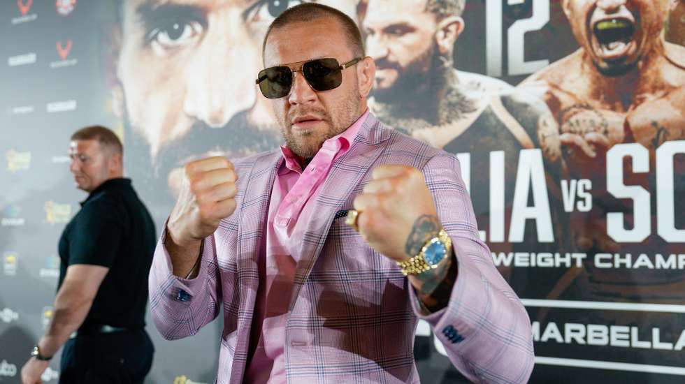 epa11485972 Irish professional mixed martial artist in the UFC lightweight division Conor McGregor presents the Bare Knuckle Fighting Championship (BKFC) combat league, at the Hard Rock Marbella Hotel, inMarbella, southern Spain, 18 July 2024. BKFC Spain will take place on 12 October, featuring lightweight title fight between Argentinian Franco Tenaglia and American Tony Soto.  EPA/JUAN CARLOS DOMINGUEZ