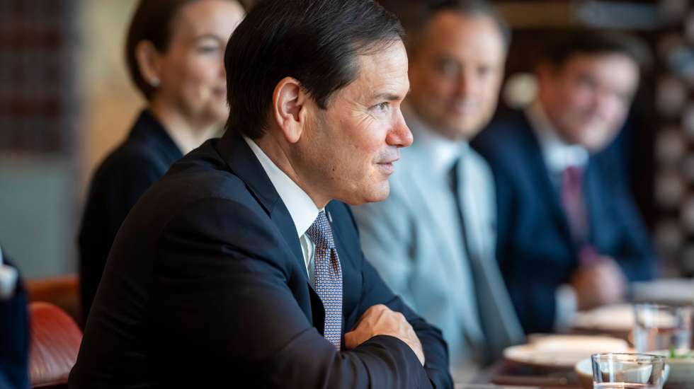 epa13060970 A handout photo made available by the UAE's Presidential Court shows US Secretary of State Marco Rubio talking to the President of the United Arab Emirates and Ruler of the Emirate of Abu Dhabi, Mohamed bin Zayed Al Nahyan (not pictured), in Abu Dhabi, United Arab Emirates, on 24 June 2026.  EPA/THE UAE PRESIDENTIAL COURT / HANDOUT  HANDOUT EDITORIAL USE ONLY/NO SALES