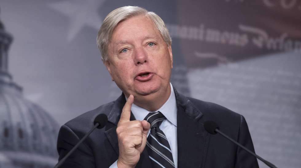 epa10526769 Republican Senator from South Carolina Lindsey Graham participates in a news conference to discuss introducing 'Respect for the Second Amendment Act', on Capitol Hill in Washington, DC, USA, 16 March 2023. The legislation, which is expected to fail in the Senate, would codify gun rights granted in the Second Amendment.  EPA/MICHAEL REYNOLDS