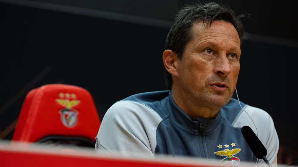 Benfica's head coach Roger Schmidt attends a press conference at Benfica Campus in Seixal, outskirts of Lisbon, 14 February 2024. Benfica will face Toulouse in the UEFA Europa League knockout round playoff first leg on 15 February. JOSE SENA GOULAO/LUSA