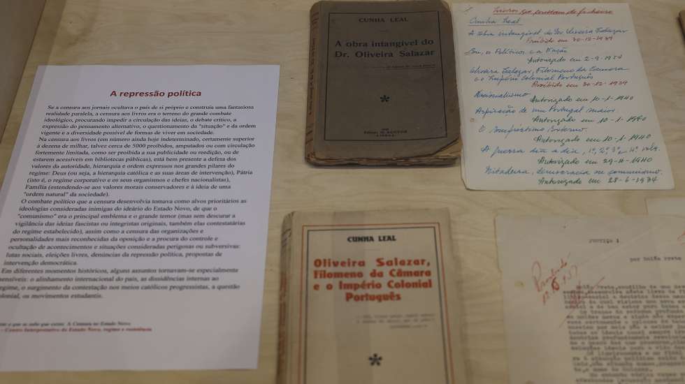Documentos relativos à censura expostos no Centro Interpretativo do Estado Novo - Regime e Resistência, que abrirá portas sexta-feira, no Vimieiro, na Escola Cantina Salazar, que foi uma escola modelo do Estado Novo, Santa Comba Dão, 21 de outubro de 2026. O projeto polémico, que se arrastou durante 20 anos abre agora com coordenação científica da Associação Ephemera, (ACOMPANHA TEXTO DE 22 DE OUTUBRO DE 2026). PAULO NOVAIS/LUSA