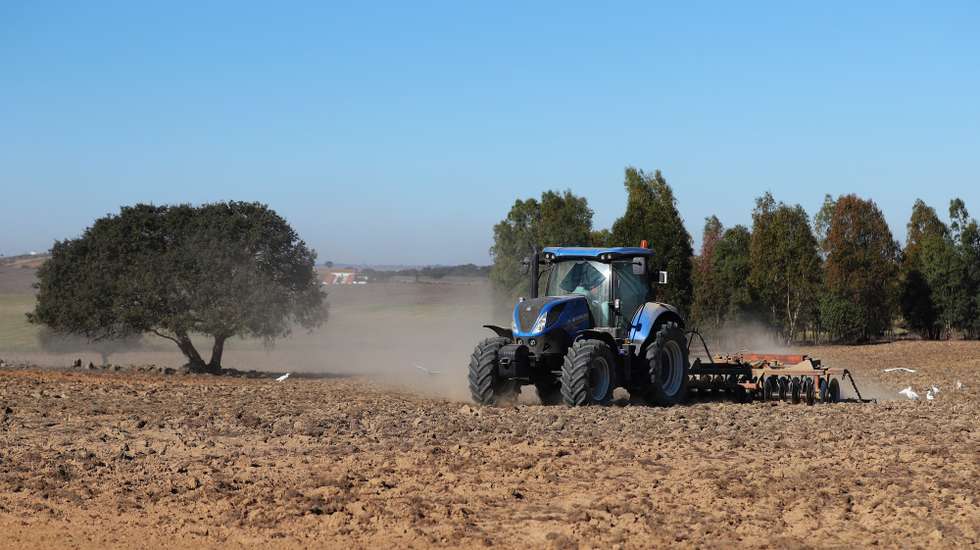 Um trator prepara um terreno para a sementeira, numa propriedade agrícola em Castro Verde, 15 de novembro de 2021. Segundo os agricultores desta região, que abrange os concelhos alentejanos de Castro Verde e Almodôvar e parte dos municípios de Aljustrel, Mértola e Ourique, os custos dos fatores de produção ligados à atividade agrícola têm “disparado” de forma “exorbitante” nos últimos meses e admitirem que a situação está a tornar-se “insustentável”. (ACOMPANHA TEXTO DA LUSA DO DIA 18 DE NOVEMBRO DE 2021). NUNO VEIGA/LUSA