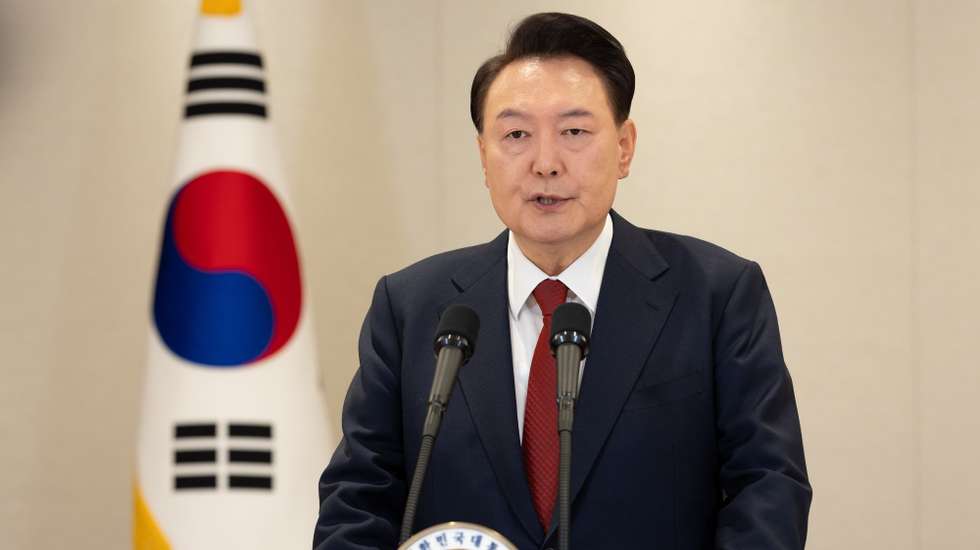 epa11771689 A handout photo made available by the South Korean Presidential Office shows South Korean President Yoon Suk Yeol giving a public statement at the presidential office in Seoul, South Korea, 12 December 2024, denouncing the main opposition Democratic Party for paralyzing state affairs with its abuse of impeachments.  EPA/ROK PRESIDENTIAL OFFICE / HANDOUT SOUTH KOREA OUTHANDOUT EDITORIAL USE ONLY/NO SALES