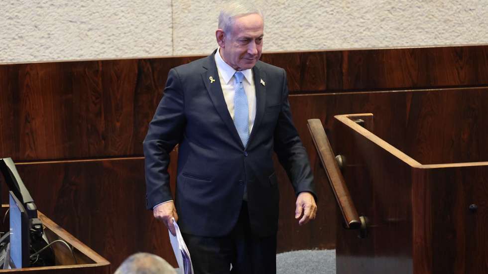 epa12170339 Israeli Prime Minister Benjamin Netanyahu during a special plenary session in honor of the visit of Argentina's President Javier Milei at the Knesset, the Israeli Parliament, in Jerusalem, 11 June 2025. Argentina's President Javier Milei is on three-day visit to Israel.  EPA/ABIR SULTAN