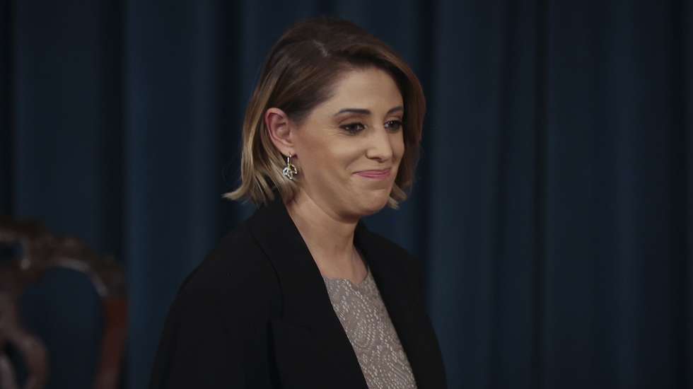 A nova secretária de Estado da Defesa Nacional, Ana Isabel Xavier, durante a cerimónia de posse dos secretários de Estado do XXIV Governo Constitucional, no Palácio da Ajuda, em Lisboa, 05 de abril de 2024. JOSÉ SENA GOULÃO/LUSA