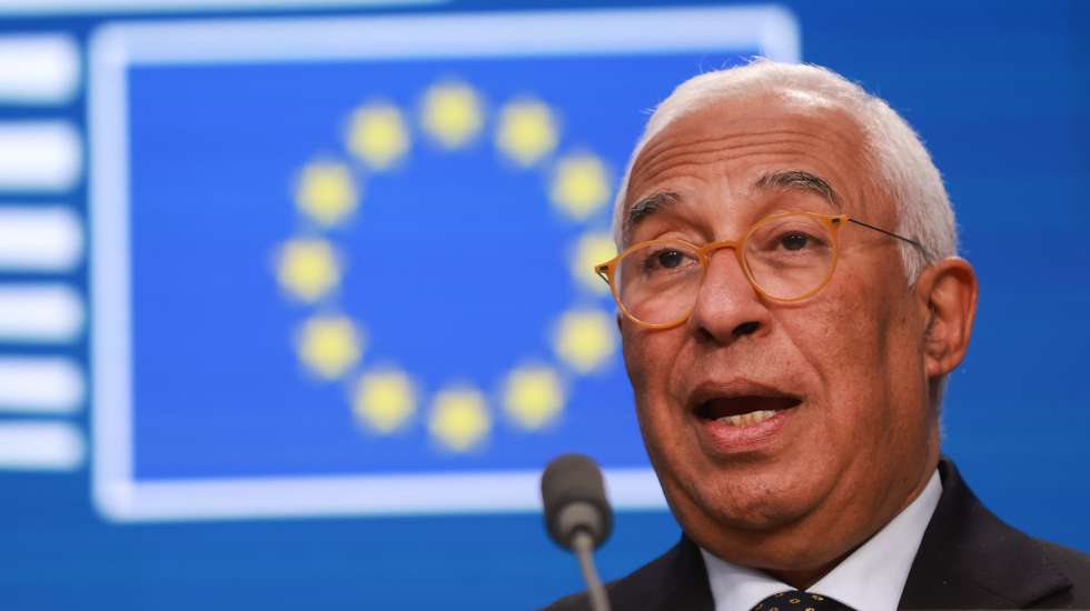 epa12672936 European Council President Antonio Costa speaks during a press conference at the end of an informal meeting of the members of the European Council in Brussels, Belgium, 23 January 2026. EU leaders are holding an emergency informal summit to address an escalation in transatlantic tensions regarding Greenland and new US trade threats.  EPA/OLIVIER HOSLET