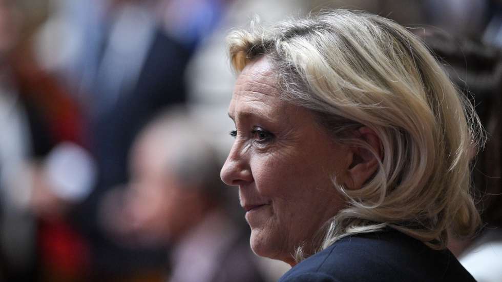 epa13011665 French MP President of the National Rassemblement group in the National Assembly Marine Le Pen attends the weekly session of questions to the government at the National Assembly in Paris, France, 20 May 2026.  EPA/Firas Abdullah