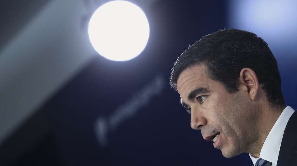 O ministro da Presidência; António Leitão Amaro, durante o briefing final do Conselho de Ministros, no Campus XXI em Lisboa, 23 de junho de 2025. TIAGO PETINGA/LUSA