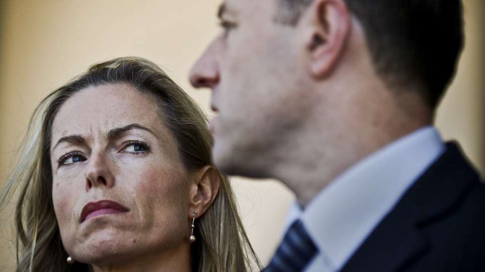 Gerry McCann (R) and Kate McCann (L) the parents of the disappeared British child Madeleine talk to the press after a court session for the libel case against former Portuguese police chief Goncalo Amaral (not pictured) at Lisbon's Palace of Justice in Lisbon, Portugal, 08 July 2014. MARIO CRUZ/LUSA