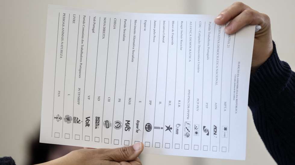 A man recive casts his ballot for the general elections at a polling station in Lisbon, Portugal, 10 March 2024. More than 10.8 million Portuguese are expected to vote to elect 230 deputies to the Portuguese Parliament. Eighteen political forces (15 parties and three coalitions) are running in these elections. ANDRE KOSTERS / LUSA