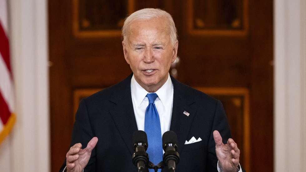 epa11451533 US President Joe Biden delivers remarks about the US Supreme Court Presidential Immunity ruling for the Trump vs. United States case at the White House in Washington, DC, USA, 01 July 2024. The Court released their ruling which stated that a sitting president has immunity from criminal liability for actions taken while in office that are deemed Official Acts.  EPA/SAMUEL CORUM / POOL