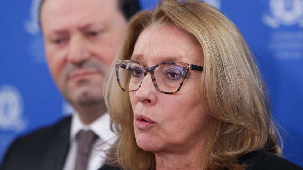 A ministra do Trabalho, Solidariedade e Segurança Social, Maria do Rosário Palma Ramalho, fala à imprensa após a reunião plenária da Comissão Permanente de Concertação Social (CPCS) em Lisboa, 04 de fevereiro de 2025. TIAGO PETINGA/LUSA