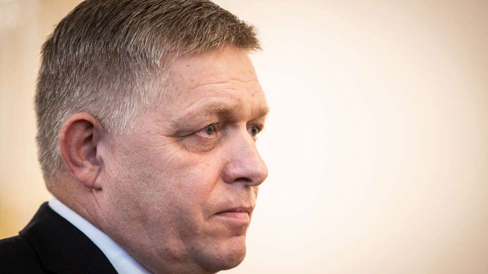 epa10938345 Slovakia's newly appointed Prime Minister Robert Fico attends the new cabinet's inauguration at the Presidential Palace in Bratislava, Slovakia, 25 October 2023. Fico's Smer party won the national election at the beginning of October and he is forming a government with the SNS (Slovak National Party) and the HLAS (Voice) party.  EPA/JAKUB GAVLAK