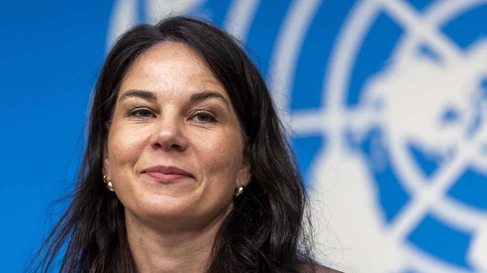 epa12772883 President of the United Nations General Assembly Annalena Baerbock speaks during a press conference at the 61st session of the UN Human Rights Council, at the European headquarters of the United Nations in Geneva, Switzerland, 24 February 2026.  EPA/SALVATORE DI NOLFI