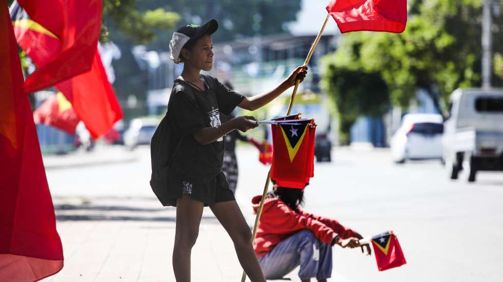As cores da campanha para as legislativas chegaram a finalmente a Díli, depois de percorrer o país, numa semana crucial que junta a mobilização dos partidos às celebrações da Restauração da Independência de Timor-Leste. Dili, 14 de maio de 2023. (ACOMPANHA TEXTO DO DIA 15 DE MAIO DE 2023). ANTÓNIO SAMPAIO/LUSA