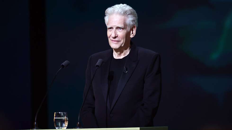 epa12780063 David Cronenberg speaks onstage during the 51st annual Cesar awards ceremony held at the Olympia concert hall in Paris, France, 26 February 2026. The awards are presented by the French 'Academie des Arts et Techniques du Cinema' (Academy of Cinema Arts and Techniques).  EPA/TERESA SUAREZ
