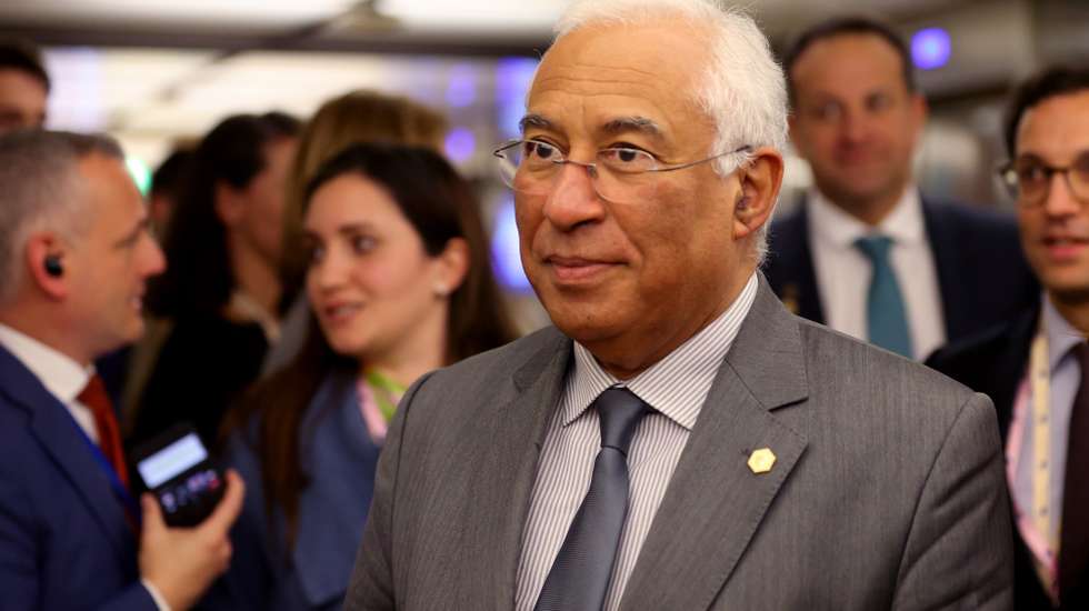 epa10457297 Portugal's Prime Minister Antonio Costa attends a bilateral meeting with Ukrainian President Volodymyr Zelensky during the European leaders summit in Brussels, Belgium, 09 February 2023. EU leaders will meet in Brussels on 09 and 10 February for a summit to discuss Russia's invasion of Ukraine, the EU's economy and competitiveness, and its migration policy.  EPA/JOHANNA GERON / POOL