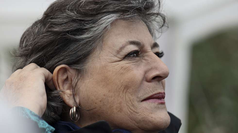 A ex-deputada europeia, Ana Gomes, durante uma ação de pré-campanha do Volt, em Lisboa, 22 de fevereiro de 2024. CARLOS M. ALMEIDA/LUSA
