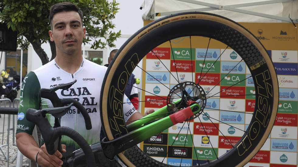 The Caja Rural cyclist Iuri Leitao at the start of the third stage of the 51st Algarve Cycling Tour, which linked Vila Real de Santo Antonio to Tavira, Portugal, 21st February 2025. LUIS FORRA/LUSA