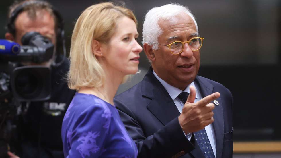 epa12198453 High Representative of the European Union for Foreign Affairs and Security Policy Kaja Kallas (L) and European Council President Antonio Costa at the start of the EU leaders' Summit in Brussels, Belgium, 26 June 2025. EU leaders gather for a two-day summit to address geoeconomic challenges and the ongoing developments in Ukraine and the Middle East, among other topics.  EPA/OLIVIER HOSLET