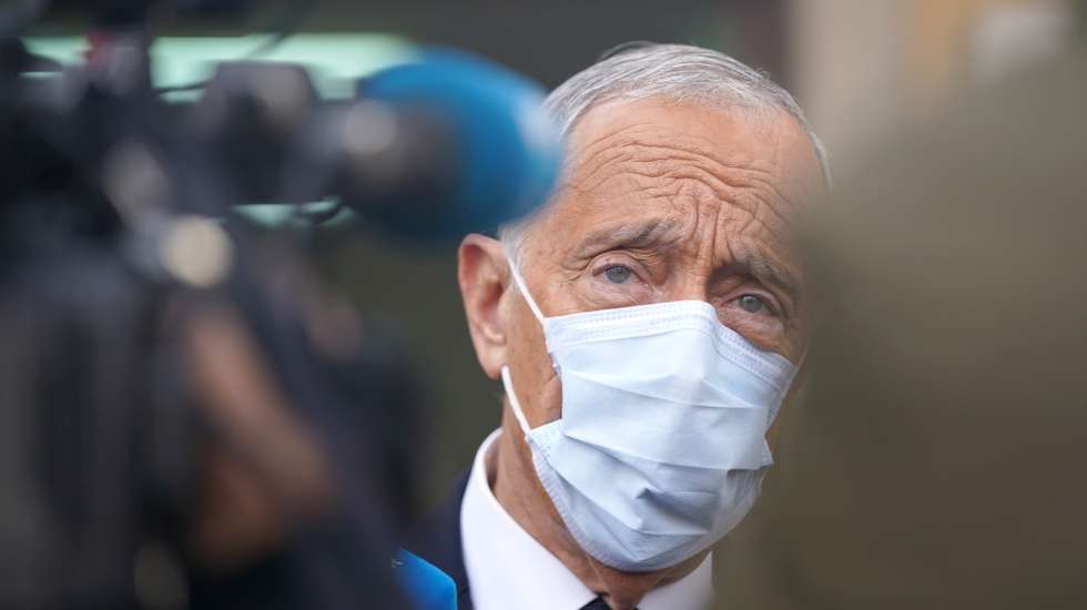 Portuguese President and presidential candidate Marcelo Rebelo de Sousa talks to the journalists after casts his vote in Celorico de Basto, northern Portugal, 24 January 2021. In these elections, more than 10 million voters are called upon to choose from among seven candidates, in which abstention could play a key role amid a national lockdown to quell the spreading of the coronavirus disease (COVID-19) pandemic. HUGO DELGADO/LUSA