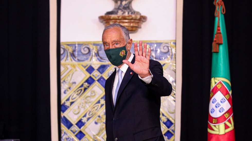 Portugal's President Marcelo Rebelo de Sousa waves after received from the Secretary General of the Presidency of the Republic (L) the Band of the Three Orders, symbol of the President of the Republic and Grand Master of the Portuguese Honorific Orders as he arrives to Belem Palace, after his swearing ceremony for a second term as President of the Republic, in Lisbon, Portugal, 09 March 2021. Reelected in the January 24 presidential elections with 60.67% of the votes cast, the 72-year-old retired law professor, a former constituent deputy, will be sworn in on the original of the Constitution of the Portuguese Republic. ANDRE KOSTERS/LUSA