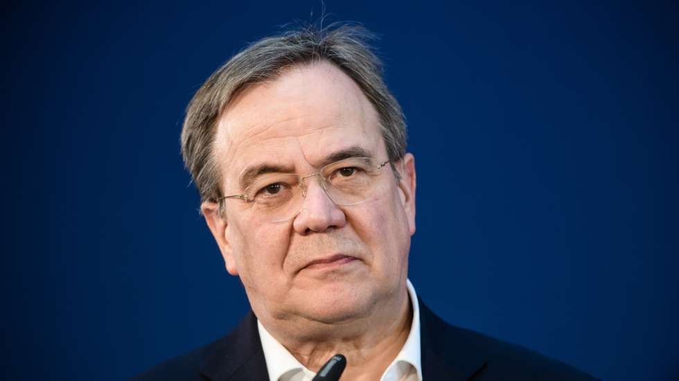 epa09129025 Christian Democratic Union (CDU) party chairman Armin Laschet during a joint or a press conference on the occasion of a closed-door faction meeting of CDU and CSU in Berlin, Germany, 11 April 2021. The joint faction of Christin Democratic Party and Christian Social Union (CDU/CSU) met in a closed-door session.  EPA/CLEMENS BILAN / POOL / POOL