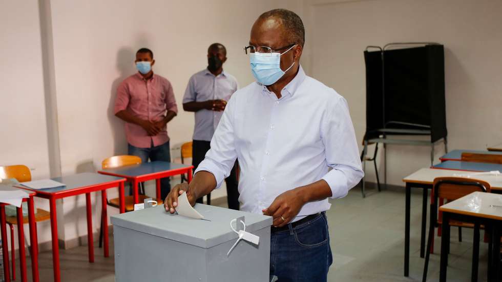 Cape Verde Prime Minister and Movement for Democracy (MpD) candidate Ulisses Correia e Silva.exercise his right to vote during the legislative elections, Praia, Cape Verde 18 april 2021.Voters in Cape Verde, a bastion of democracy in Africa, go to the polls after a campaign dominated by the Covid pandemic and its impact on an economy dependent on tourism. FERNANDO DE PINA / LUSA