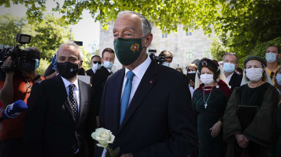 O Presidente da República, Marcelo Rebelo de Sousa durante uma sessão solene comemorativa da Batalha de São Mamede no Paço dos Duques de Bragança, Guimarães, 24 de junho de 2021. JOSÉ COELHO/LUSA