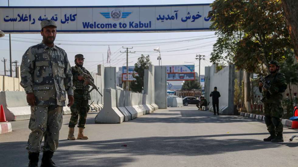 epa09465540 Afghan border police who were appointed by the former Afghan government return to their duties at a checkpoint at Hamid Karzai International Airport in Kabul, Afghanistan, 13 September 2021. Citing the threat of a humanitarian catastrophe, the  United Nations made an appeal to the international community to unblock aid to Afghanistan that was frozen when the Taliban returned to power nearly 20 years after being ousted by the United States. Afghans who plan to flee the country or are in need of cash to buy groceries and food resort to sell their household items as the country's economy is in shambles due to uncertainity.  EPA/STRINGER
