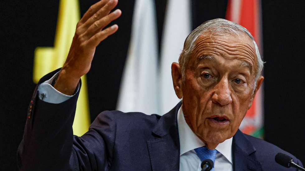 O Presidente da República, Marcelo Rebelo de Sousa, discursa durante o encontro Nacional “Prevenir é Intervir” - Estratégia Nacional para a Integração de Pessoas em Situação de Sem-Abrigo (ENIPSSA), Faro, 29 de setembro de 2023. LUÍS FORRA/LUSA