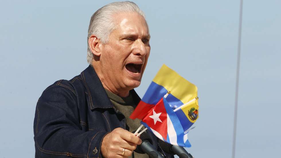 epa12624179 Cuban President Miguel Diaz-Canel speaks during an event held at the Anti-Imperialist Tribune in support of Venezuela in Havana, Cuba, 03 January 2026. Diaz-Canel condemned the United States' attack on Venezuela and the capture of President Nicolas Maduro and his wife, Cilia Flores.  EPA/Ernesto Mastrascusa