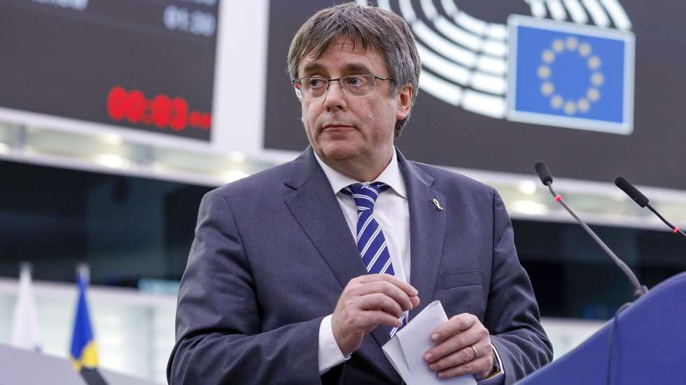 epa09924724 Exiled former Catalan leader and member of European Parliament, Carles Puigdemont, during a debate on the follow up of the Conference on the Future of Europe, at the European Parliament in Strasbourg, France, 03 May 2022.  EPA/JULIEN WARNAND