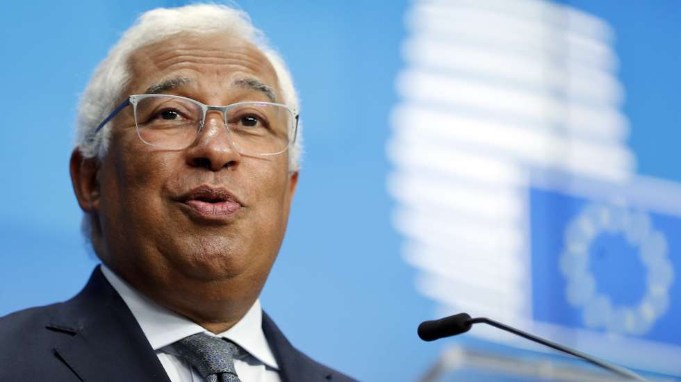 epa09300915 Portugal's Prime Minister Antonio Costa speaks at a news conference after European Union leaders meeting in Brussels, Belgium, 25 June 2021.  EPA/JOHANNA GERON / POOL