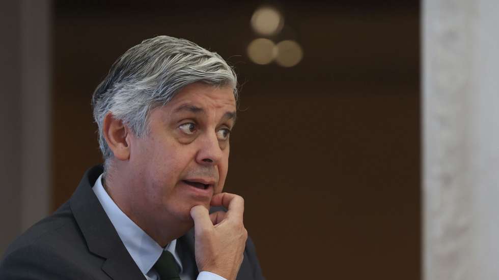 O governador do Banco de Portugal (BdP), Mário Centeno, intervém na conferência de imprensa de apresentação do Boletim Económico de outubro no Museu do Dinheiro em Lisboa, 04 de outubro de 2023. ANDRÉ KOSTERS/LUSA